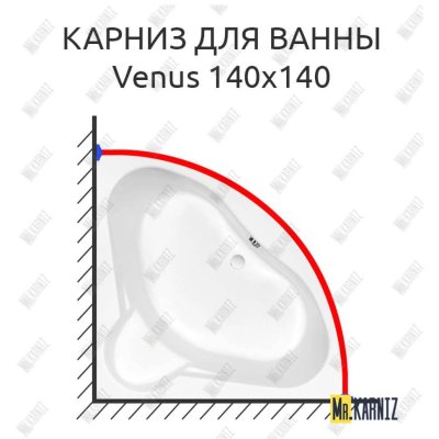 Карниз для ванны Cersanit Venus 140х140 Усиленный 20 мм MrKARNIZ