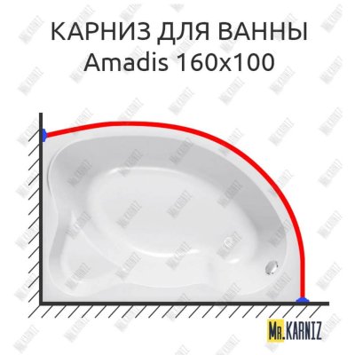 Карниз для ванны Kolpa-San Amadis 160х100 Усиленный 20 мм MrKARNIZ