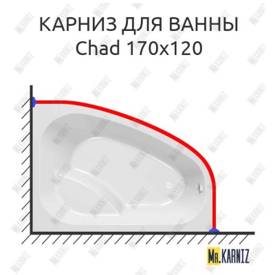 Карниз для ванны Kolpa-San Chad 170х120 Усиленный 20 мм MrKARNIZ