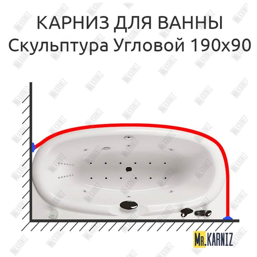 Карниз для ванны Aquatika Скульптура Угловой 190х90 Усиленный 20 мм MrKARNIZ Карниз для ванны Aquatika Скульптура Угловой 190х90 Усиленный 20 мм MrKARNIZ