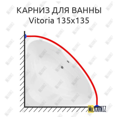 Карниз для ванны Aquanet Vitoria 135х135 Усиленный 20 мм MrKARNIZ